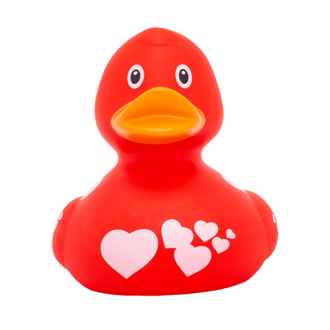 Red Duck with White Hearts