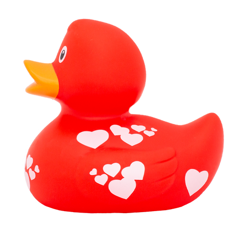 Red Duck with White Hearts