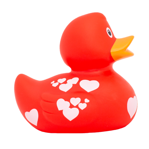 Red Duck with White Hearts