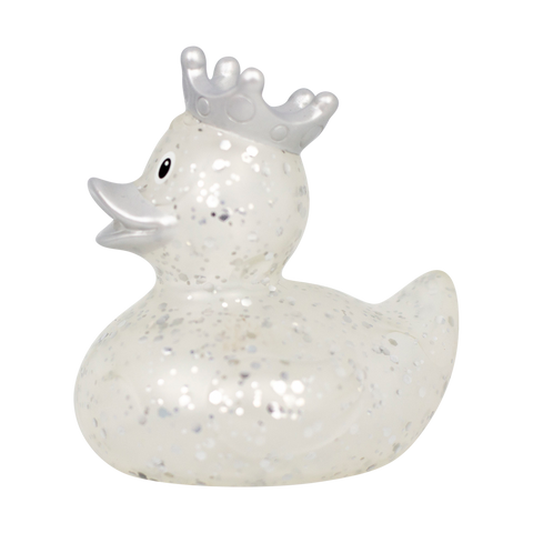 Glitter Duck with crown, silver