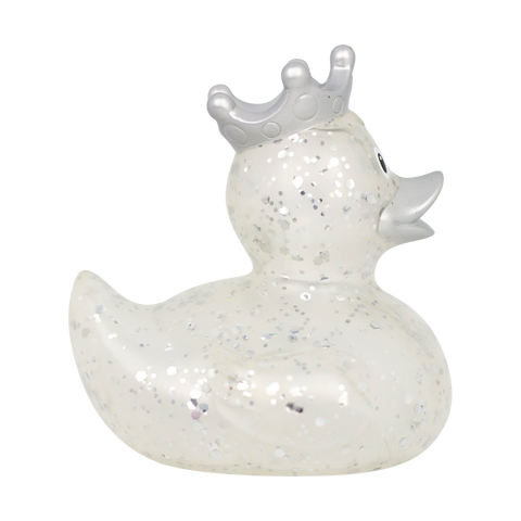 Glitter Duck with crown, silver